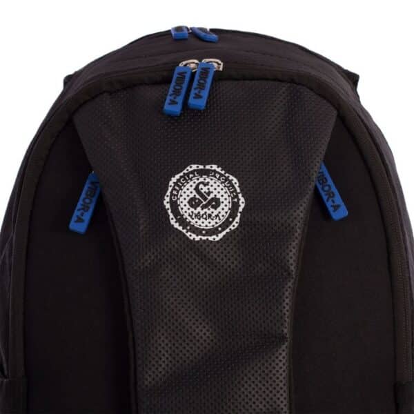 Detalle de la Mochila Vibora X Aniversario Negro/Azul