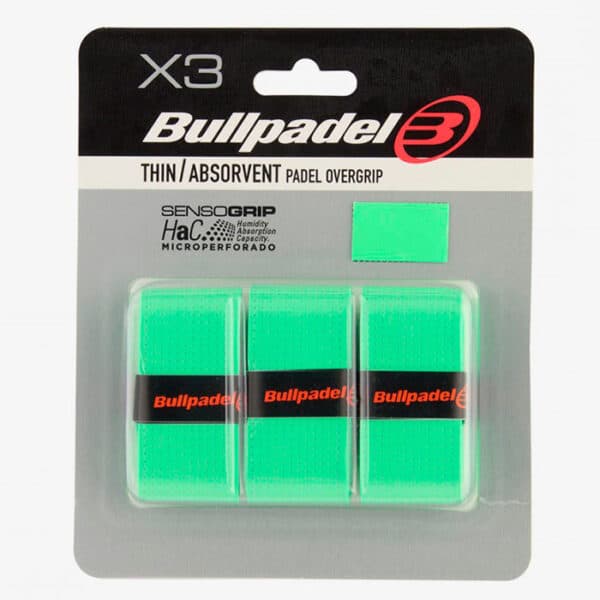 Blíster 3 overgrips Bullpadel verdes perforados