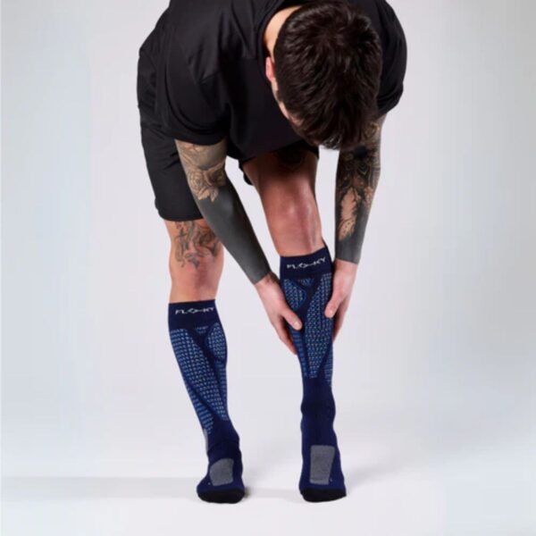 Detalle de los Calcetines Floky Run Up Long Azules