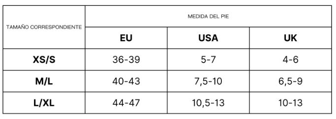 Guía de tallas de los calcetines Floky Flow Premier Padel